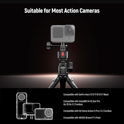 NEEWER GP-24 Action Camera Mount Accessories Kit for POV Shots, 4 in 1 ABS Magnetic Quick Release Mount with 1/4" Thread & Cleaning Cloth Compatible with GoPro DJI Osmo Action Insta360