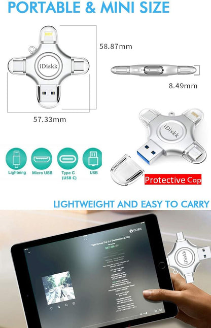 256GB App-le Certified iPhone 17 16 iDiskk FLASHDRIVE 256GB USB C Thumb Drive Photo Stick for iPhone iPad Android Samsung Flash Drive for iPhone Photos 15/14/13/12/12 pro/12 mini Storage