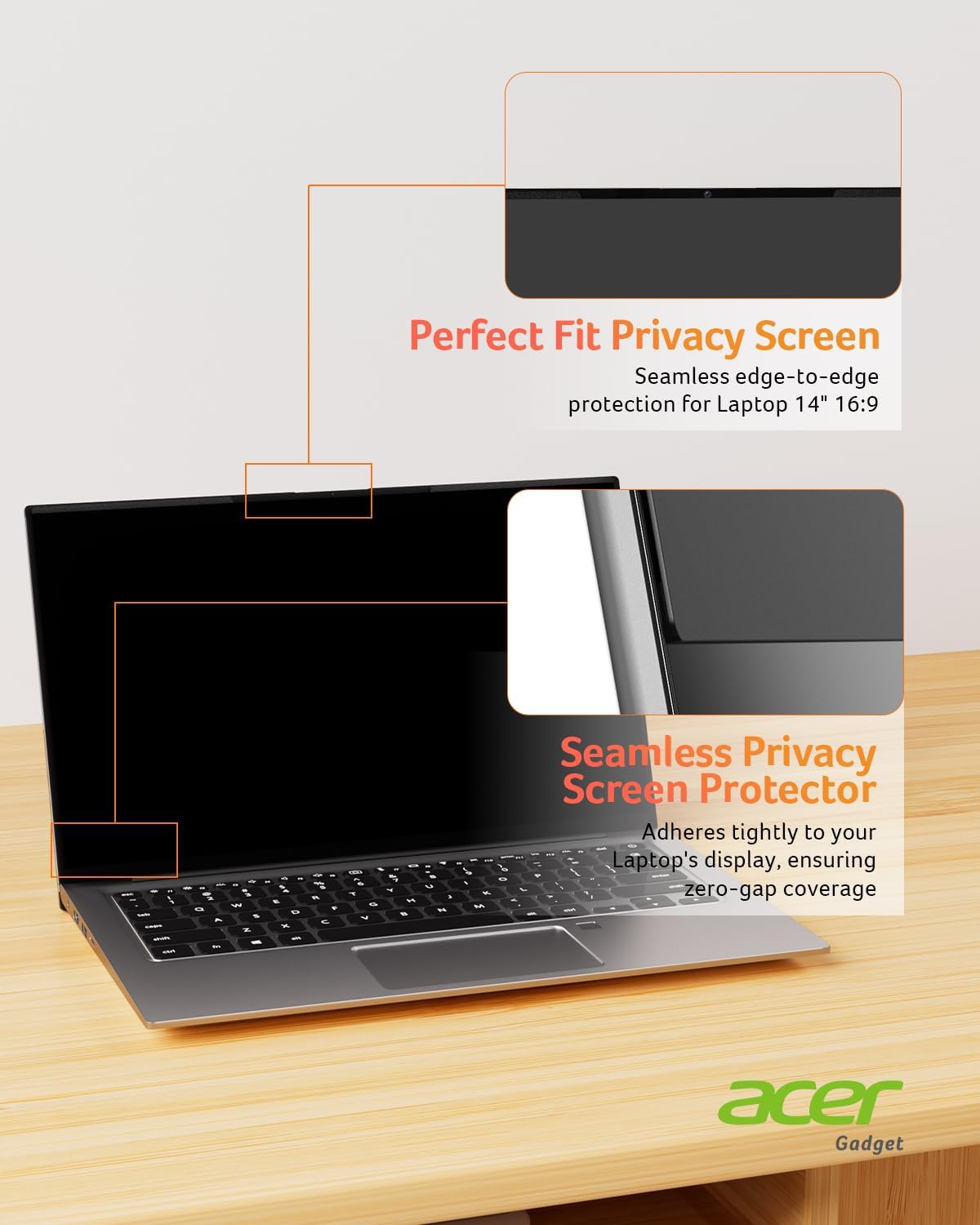 acer 2-Pack Laptop Privacy Screen - for Laptop 14 Inch 16:9, Magnetic & Removable Privacy Filter Shield, Anti-Glare Screen Protector, Dual-Sided Monitor Shield, for HP, Dell and Other Major Brands