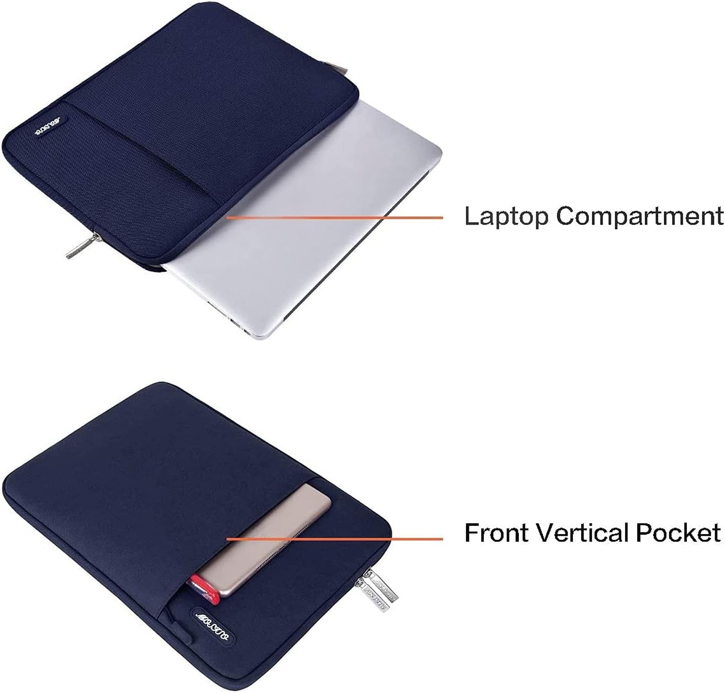 MOSISO Laptop Case 16 inch, 15-15.6 inch Laptop Sleeve Compatible with MacBook Pro 16 M4 M3 M2 M1, HP Acer Dell Lenovo ASUS Notebook, Polyester Vertical Computer Sleeve Bag with Pocket, Navy Blue