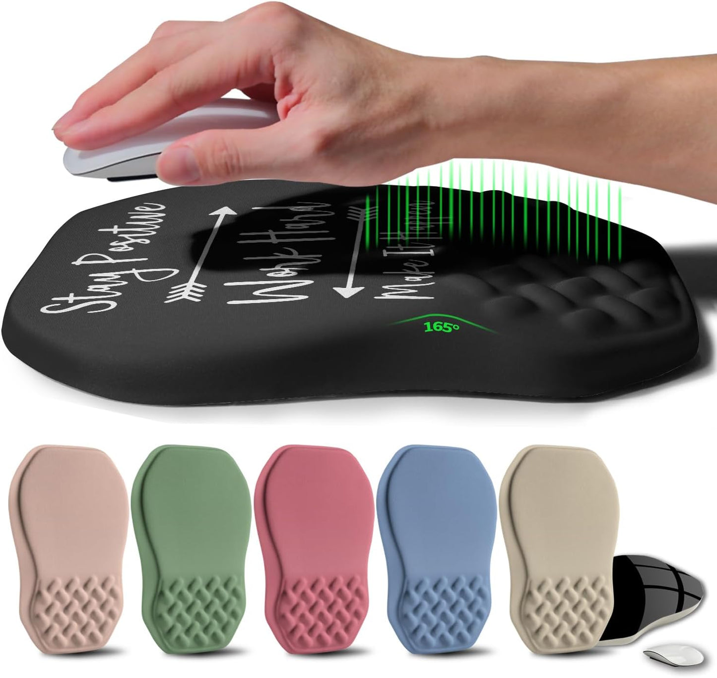 Ergonomic Raised Mouse Pad Wrist Support with Bilateral Slope Memory Foam Mousepad for Wrist Rest and Carpal Tunnel Pain Relief 11.8x7.9〃Inspirational Quotes