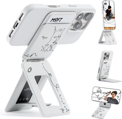 MOFT x Shantell Martin Phone Tripod Wallet for iPhone, Mulit-Angles, Lightweight & Portable Phone Stand, MOVAS Vegan Leather Phone Wallet, Strong Magnets, NFC Card Holder, Misty Cove (with Card Slot)