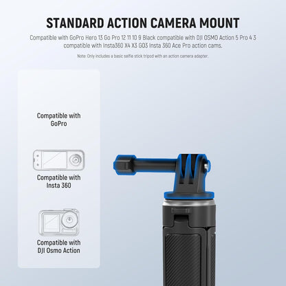 NEEWER Basic Selfie Stick Tripod for DSLR Action Camera Webcam, Mini Vlogging Video Desk Stand Accessories Compatible with GoPro Hero 13 12 Insta360 DJI Osmo Action 5 Pro AKASO EK7000 Brave 4 7, TP46