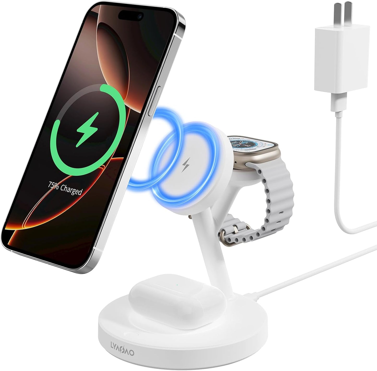 2025 3 in 1 Charging Station for Apple iPhone AirPods Watch with Mag-Safe Charger Wireless Charger Stand for iPhone 16 15 14 13 12 Series AirPods iWatch Series - Gifts for Wife & Husband