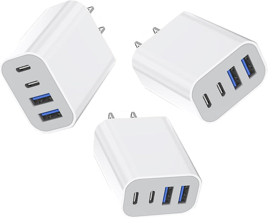 35W Apple iPhone 16 Pro Adapter,3Pack 4-Port Quick Charger Block USB C MultiPort PD Plug Adapter+QC Double Type C Adapter Fast Charging for iPhone 16/16 Pro/15/15 Pro/14/13/12/11 Pro Max/XR/X/8/7/iPad