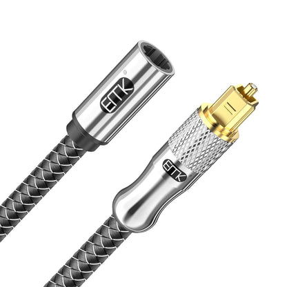 EMK Optical Cable Extension, 24K Gold-Plated Optical Audio Cable Toslink Female to Male Audio Extended Cable Compatible for Sound Bar (1.5 Feet/0.5M, Optic Extension, Silver2)