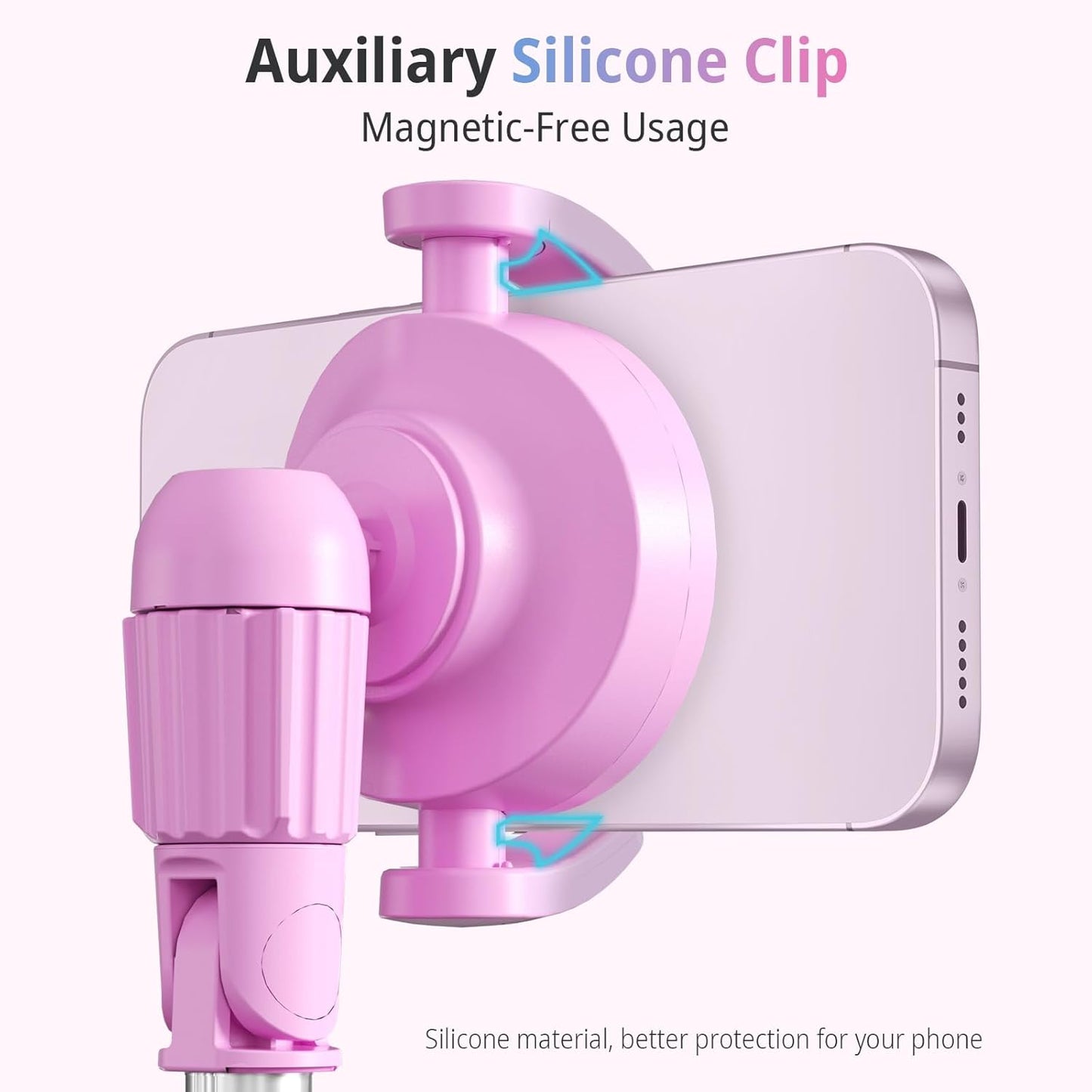 UBeesize Pink 62'' Magnetic Selfie Stick & Phone Tripod with Remote Shutter