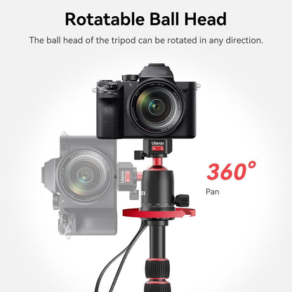 ULANZI TT31 72.4" Camera Tripod, Foldable Tripod & Monopod Aluminum w Claw Quick-Release Plate, 360°Ball Head Detachable w 180°Revertible Legs, Weight 3.42lb, Payload 33lb,for Camera/DSLR/Camcorder