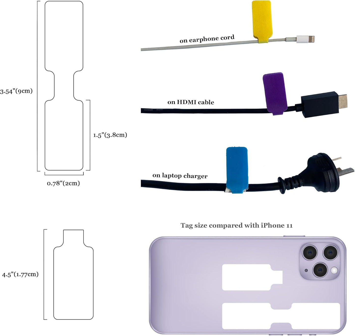 Mr-Label – 40 Pcs 0.78" x 3.54" Hook and Loop Cable Labels –Cord Tags – Upgraded Writable Cable Wraps for Clear Writing - Writable Wire Labels for Cable Management | Electronics Computers (8 Colors)