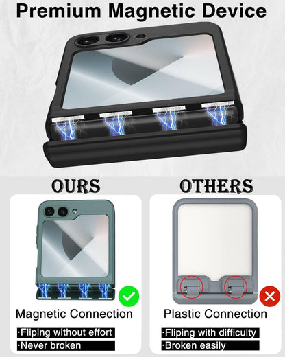 STORMTAL for Samsung Galaxy Z Flip 6 Case/Z Flip 7 FE Case, Hinge Protection, Built-in Screen Protector, Wireless Charging, Slim Rugged Phone Protective Case for Galaxy Z Flip 6 Black