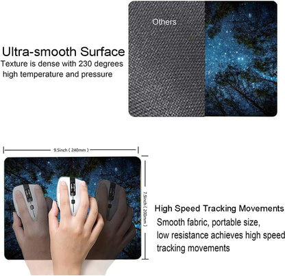 Mouse Pad, Forest Mouse Pad, Square Waterproof Mouse Pad Non-Slip Rubber Base MousePads for Office Laptop, 9.5"x7.9"x0.12" Inch(Starry Night Forest)