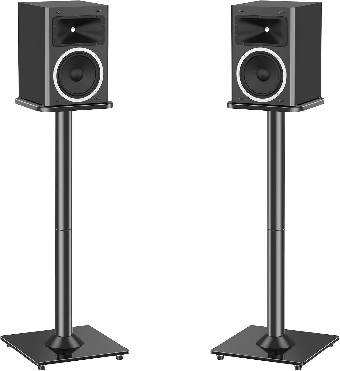 MOUNTUP Universal Speaker Stands Pair for Surround Sound, 31" Height Floor Speaker Stands, Holds Bookshelf Speaker Satellite Speaker Large Speaker, Up to 22LBS Cable Concealing 9.8" Plate Black MU9132