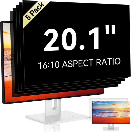 [5-Pack] 20.1 Inch Computer Privacy Screen for 16:10 Widescreen Monitor, Anti Glare Anti-UV Eye Protection Desktop PC LED Monitor Filter, Removable Anti-Scratch Screen Film 20in