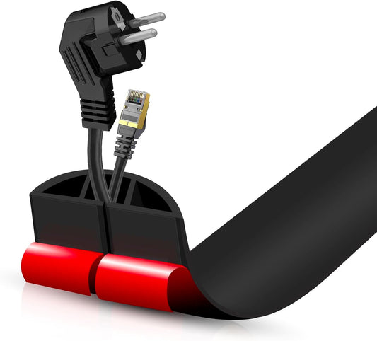 Floor Cord Cover Self Adhesive Cord Hider,3.3FT Cable Management, Extension Strip Protector for Wires, Prevent Cable Trips for Offices, Gyms, Exhibitions Cavity:0.51"(W) x 0.3"(H) Black