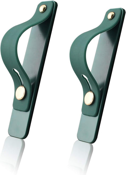 Removable and Reusable Cell Phone Grip Strap, Yetaida Telescopic Finger Kickstand Bracket Universal Silicone Phone Holder Stand and Portable Finger Loop for Most Smartphones Case (Dark Green)