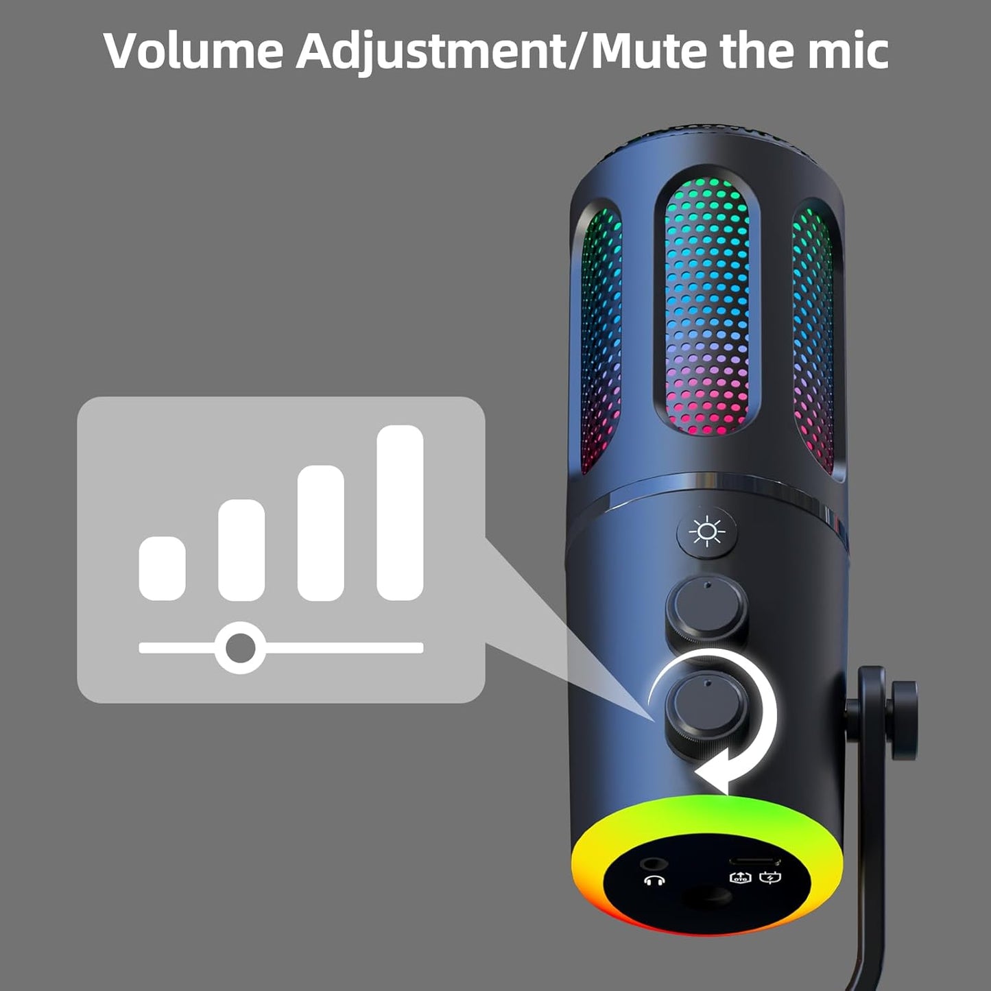 Wireles USB Condenser Microphone for PC Laptop - Studio Sound Gaming Mic for Podcast Streaming Asmr YouTube with Volume Control, Reverb Mode