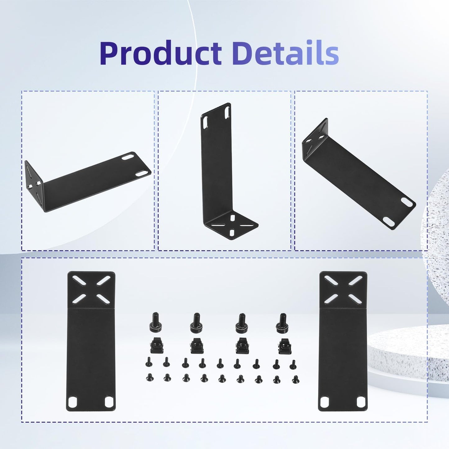 Rack Mount Kit for 8.7 inch Switches, Adjustable Rack Ears for Netgear, Cisco, D-Link, TRENDnet and HP Products, Mount 8.7" Wide to 19" Equipment, Adjustable Hole Distance 14-30mm