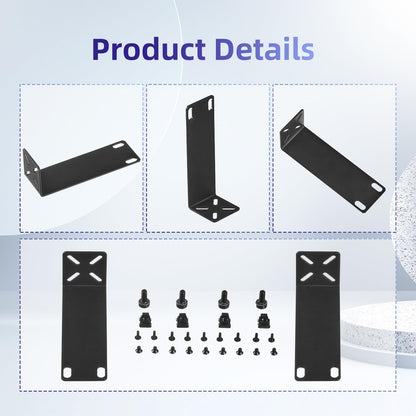 Rack Mount Kit for 8.7 inch Switches, Adjustable Rack Ears for Netgear, Cisco, D-Link, TRENDnet and HP Products, Mount 8.7" Wide to 19" Equipment, Adjustable Hole Distance 14-30mm