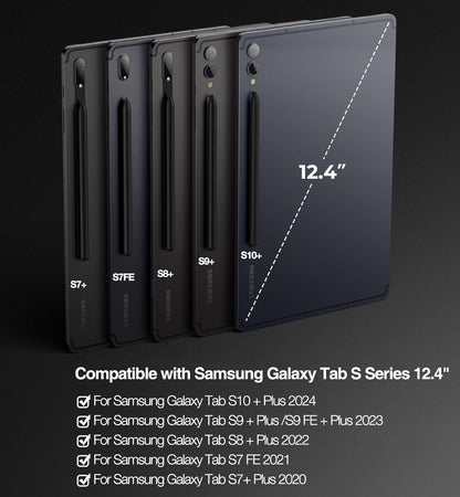 Magic Keyboard Case for Samsung Galaxy Tab S10+ Plus/S9+ Plus/S9 FE+ Plus/S8+ Plus/S7+ Plus/S7 FE 12.4 Inch, Rainbow Color Backlit Keyboard - Multi-Touch Trackpad - Floating Cantilever Stand, Black