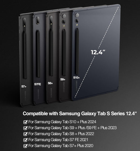 Magic Keyboard Case for Samsung Galaxy Tab S10+ Plus/S9+ Plus/S9 FE+ Plus/S8+ Plus/S7+ Plus/S7 FE 12.4 Inch, Rainbow Color Backlit Keyboard - Multi-Touch Trackpad - Floating Cantilever Stand, Black