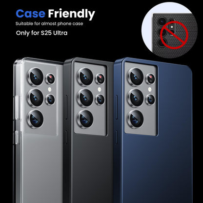 WSKEN for Samsung Galaxy S25 Ultra Camera Lens Protector - Ultra Thin Case Friendly, 9H Shatterproof Tempered Glass with Aluminum Metal Circle Camera Screen Protector Cover Accessories, Silver