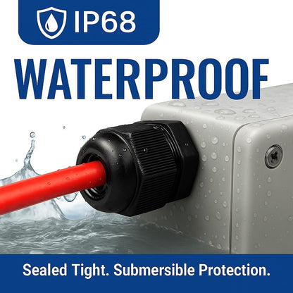 MGI SpeedWare 3/8" NPT Strain Relief Nylon Cord Grip Cable Glands, Black Plastic Grommet 20-Pack