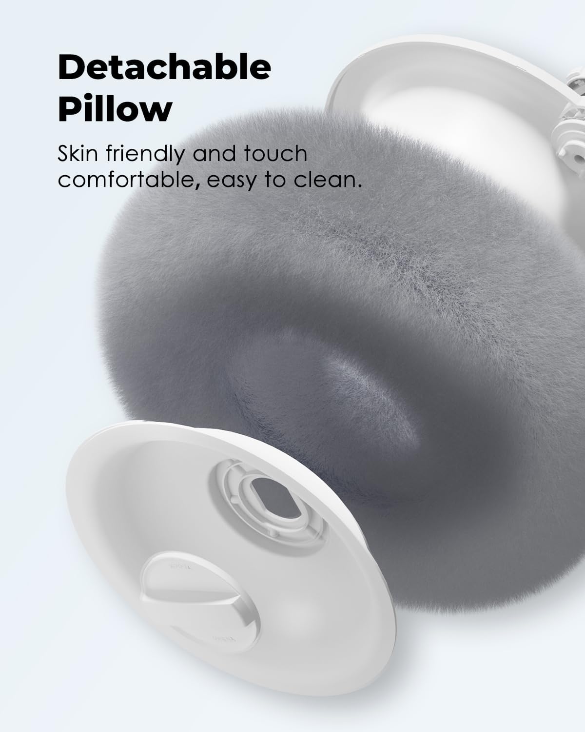 Viozon Tablet Stand Pillow, Compatible with 4.7"-13" Phone/Tablet, iPad, iPhone, Samsung, Google, Kindle, 360°Adjustable Phone Holder for Bed with Soft Plush Fabric, and Detachable Bowl, Grey