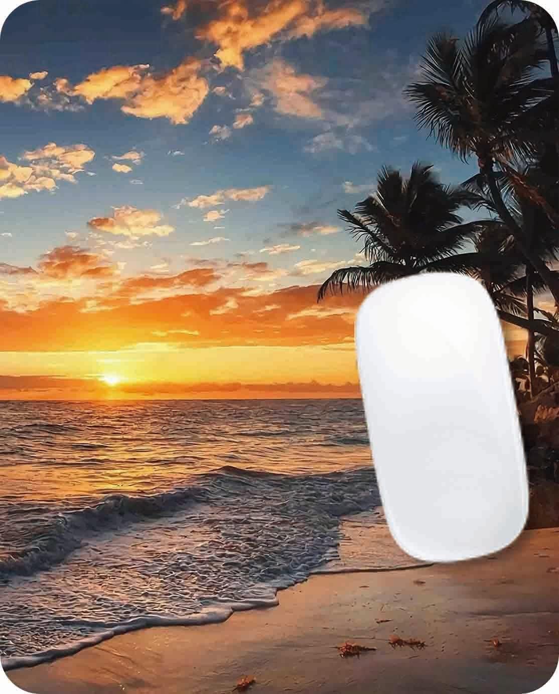 Sunset Beach Mouse Pad, Square Mousepad,Waterproof Mouse Mat Non-Slip Rubber Base MousePads for Office Home Laptop Travel, 9.5"x7.9"x0.12" Inch