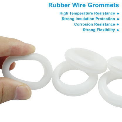 12 Pcs Rubber Grommets, 0.98" Inside Diameter 1" Drill Hole Rubber Wire Grommets O Ring Grommets for Wire, Firewall, Cables, Plugs (White)