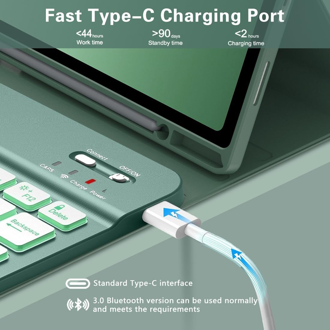 Galaxy Tab A9 Plus Case with Keyboard 5G 11 Inch 2023 (SM-X210/X216/X218), 7 Color Backlit Detachable Tablet Keyboard Cover with S Pen Holder for Samsung Galaxy Tab A9+ 11" (Dark Green)