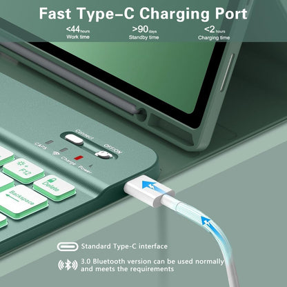 Galaxy Tab A9 Plus Case with Keyboard 5G 11 Inch 2023 (SM-X210/X216/X218), 7 Color Backlit Detachable Tablet Keyboard Cover with S Pen Holder for Samsung Galaxy Tab A9+ 11" (Dark Green)