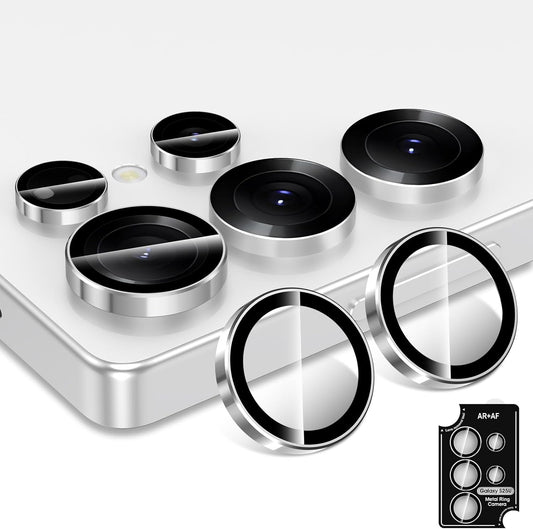 for Samsung Galaxy S25 Ultra Camera Lens Protector, Individual Metal Ring Tempered Glass Lens Cover, [Strong Adsorption] Scratch Resistant Ultra-Thin HD Clear Lens Cover, 1 Set-Slivery Ring