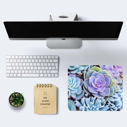 Succulents Mouse Mat, Waterproof Mouse Pad Non-Slip Rubber Base For Office Laptop, 9.5"x7.9"x0.12" Inch