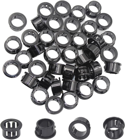 5/8"(16mm) Black Snap-in Knockout Insulating Bushing Grommets, Plastic Cable Hole Grommets for Wiring, Round Nylon Snap in Locking Electrical Wire Cord Hose & Tubing Bushings Grommets, 40pcs