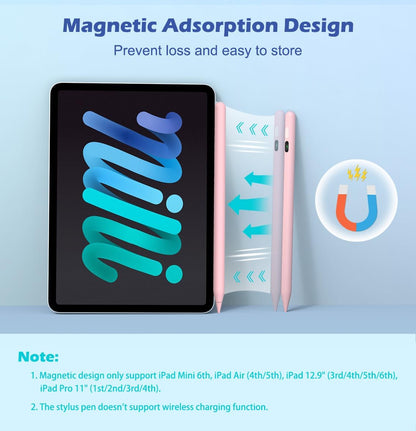 MoKo Stylus Pens for Touch Screens, Fast Charge Stylus Pen for Apple iPad/iPhone/Samsung/Lenovo/iOS/Android Tablets&Smart Phone Universal Stylus Capacitive Screen Pencil with Power Display, Pink