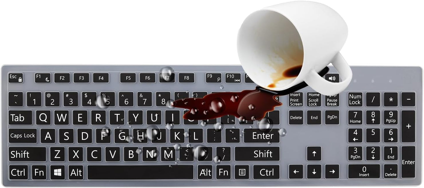 Large Print Keyboard Cover for Dell KM636 KB216 KB216t KB216d KB216p Wired & Wireless Keyboard, Dell Optiplex 5250 3050 3240 5460 7450 7050, Dell Inspiron Desktop 24" 27" 5400 5490 7790 3475 3670