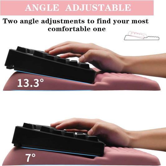 Computer Keyboard Stand Pad with Wrist Rest, Ergonomic Comfy Tilted Keyboard Stand Riser Holder Pad for Office Home (Pink)