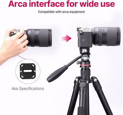 Video Fluid Head for Camera Tripod - ULANZI U-190 Mini Pan Tilt Head Small Panoramic Ball Head with Arca Swiss Quick Release Plate Lightweight Filming Equipment for Compact Camera Load up to 6.6lb/3kg