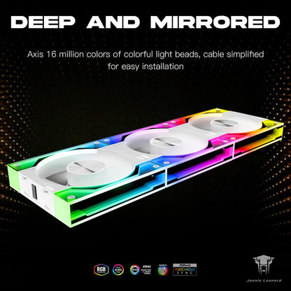 Jungle Leopard Interstellar V3 120mm PC Case Fan Infinity Mirror Module Daisy-Chain 120mm RGB PWM Fan Triple Pack Suitable for Computer Case & 360mm AIO Cooler(White-3Pack
