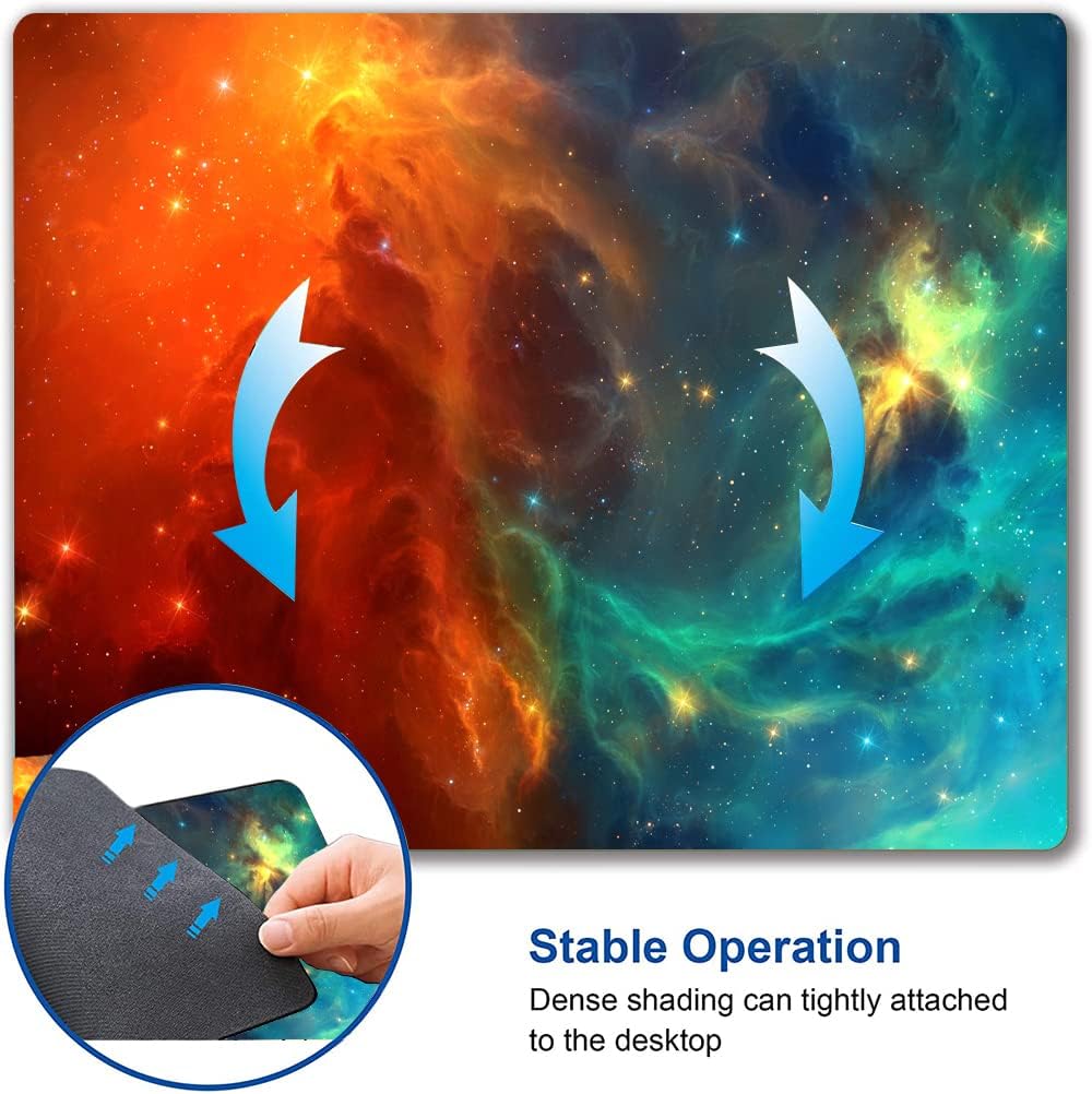 Hokafenle Mouse Pad, Square Personalized Computer Mouse Pads with Galaxy Design, Washable Mouse Mat, Gaming Office Home Non-Slip Rubber Base Mousepad