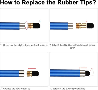 Stylus Pens for Touch Screens - Waycco High Sensitivity Capacitive Stylus 2 in 1 Touch Screen Pen with 8 Replaceable Tips for iPad iPhone Tablets Samsung Galaxy All Universal Touch Devices - 4 Pack