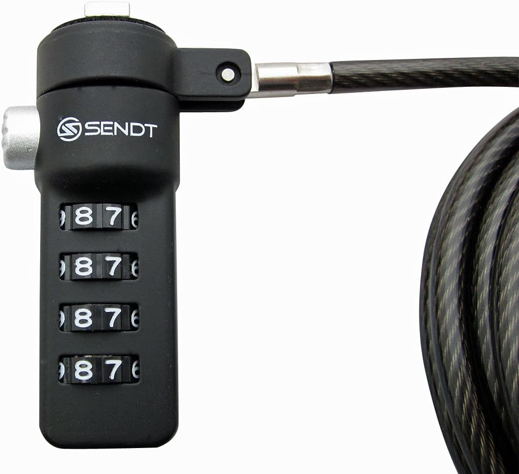 Sendt Black Notebook/Laptop Combination Lock Security Cable