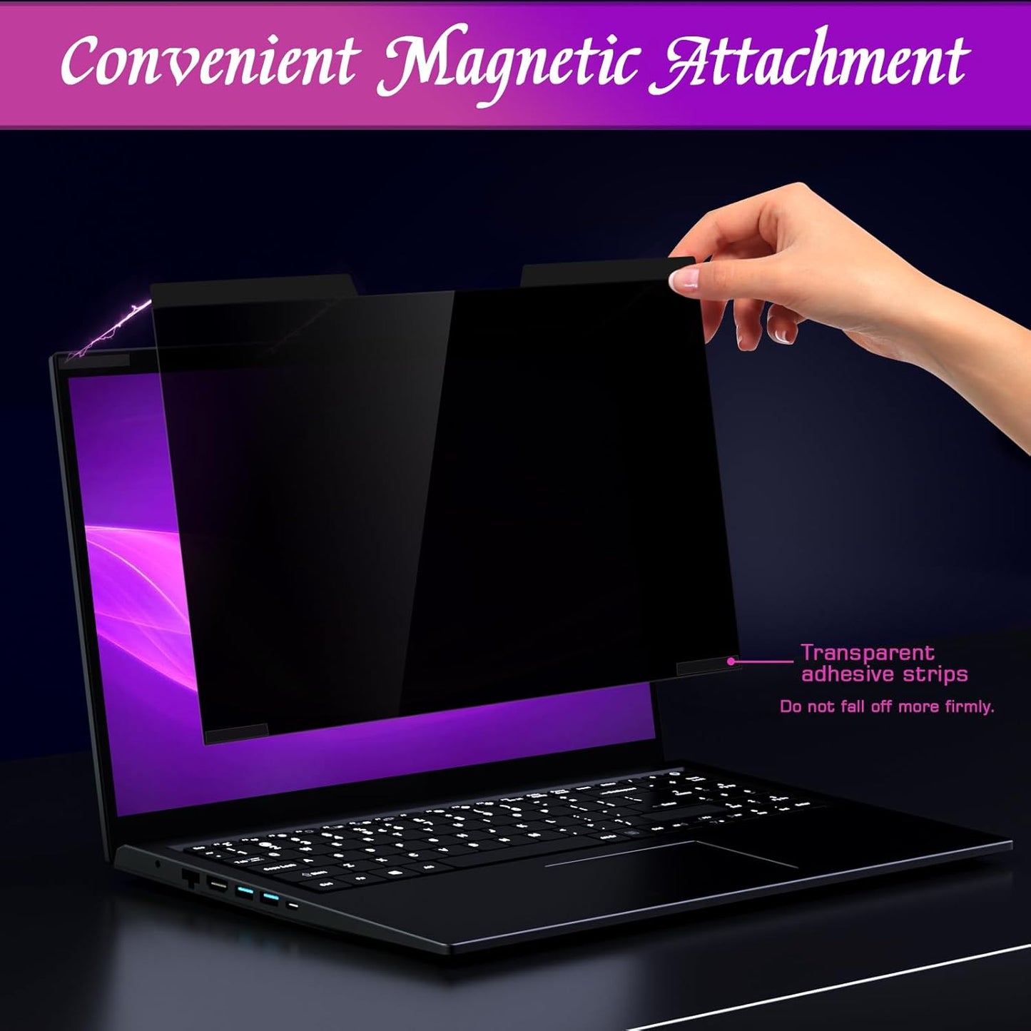 PYS Magnetic Laptop Privacy Screen 13.3 Inch (16:9 Aspect) - Anti-Glare Blue Light Filter, Removable Privacy Screen Protector Compatible with HP/Dell/Acer/Lenovo/Samsung/ASUS (11.6x6.5inch/ W x H)