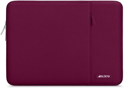 MOSISO Laptop Case 13.3 inch, 13-13.3 inch Laptop Sleeve Compatible with MacBook Air/Pro 13 / Pro 14, HP Dell ASUS Lenovo Notebook, Polyester Vertical Computer Sleeve Bag with Pocket, Wine Red