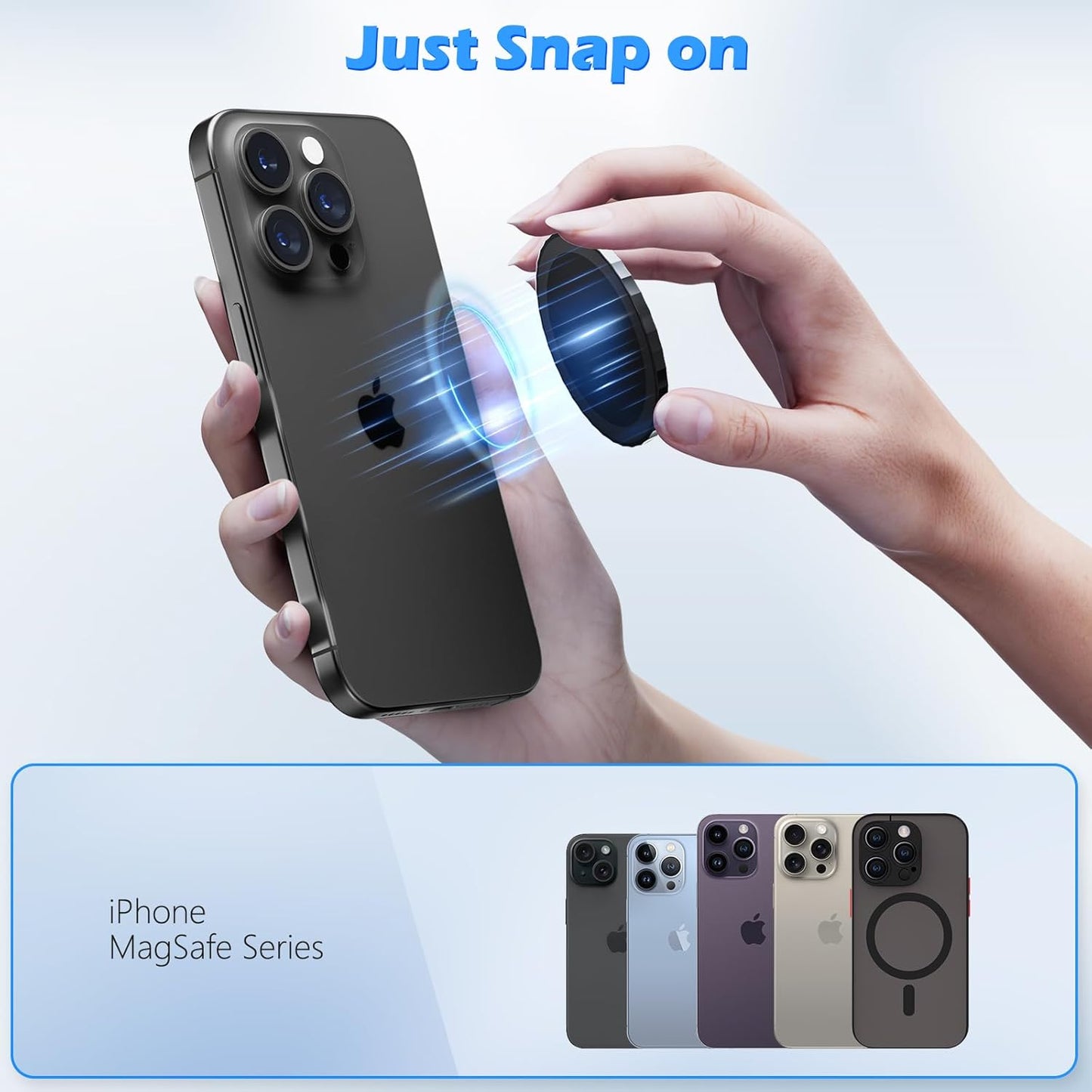 imluckies Magnetic Base Compatible with PopSocket Phone Grips and MagSafe iPhone Series Case, Removable Kindle/Phone Holder Base, Thin & Light Portable Plate, Pure Black