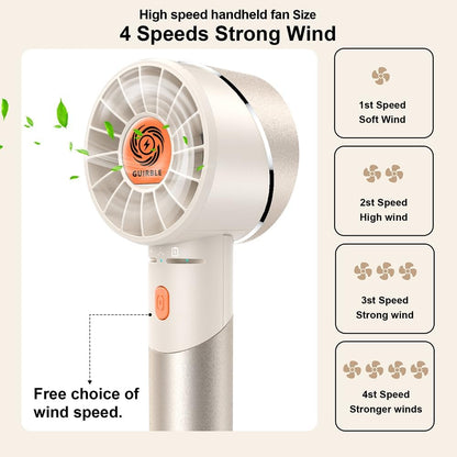 Handheld Fan,Portable Turbo Fan,Powerful Personal Fan(7000rpm High-Speed Motor,Battery Work 3-16 H),USB Rechargeable Mini Handheld Fan for Travel/Outdoor/Gift/Makeup (Beige)