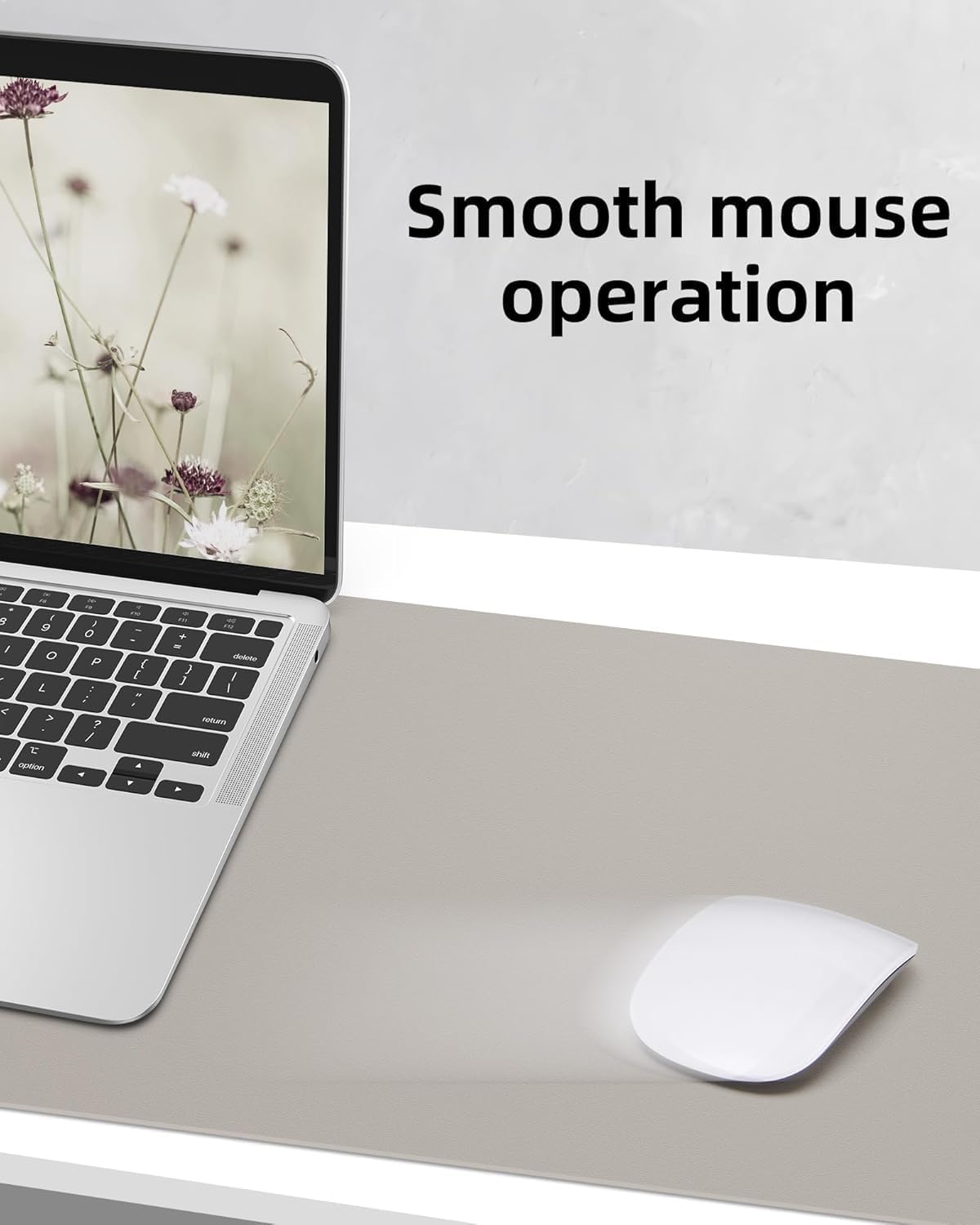 Small Leather Desk Mat, Mouse Pad, Laptop Mat, Non-Slip PU Leather Blotter, Waterproof Writing Pad for Office/Home (23.6"x13.8", Light Grey)