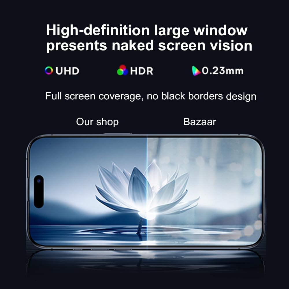 OneFish Screen Protector for Iphone 16e/14/13/13Pro, HD Clarity Tempered Glass Film 9H+ Hardness, with Hassle-Free Installation Frame, Dust-Free Bubble-Free Anti-Fingerprint, 2Pack