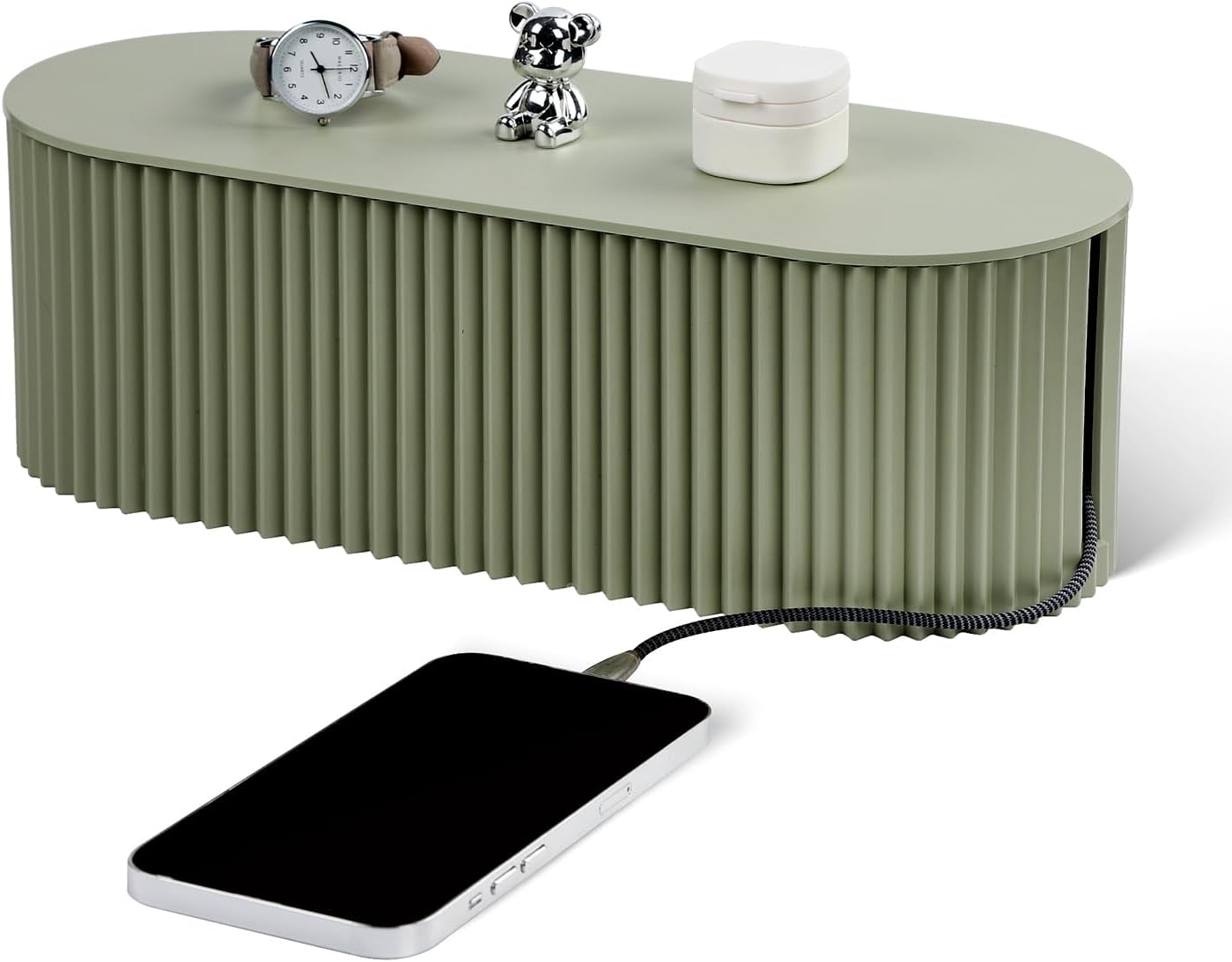 Cable Management Box Large Cable Organizer Box for Power Strips, Surge Protectors, Chargers, Adapters, TV Computer Wires Cable Hider Organizer Box with Cable Ties，Wire Ties - Green