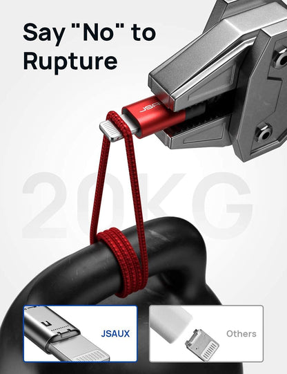 JSAUX MFi Certified Lightning Cable 6ft, Charger Cable for iPhone Nylon Braided Heavy Duty, Upgraded C89 USB Lightning Cord for iPhone 11 Xs Max X XR 8 7 6s 6 Plus SE 5 5s, iPad, iPod-Red